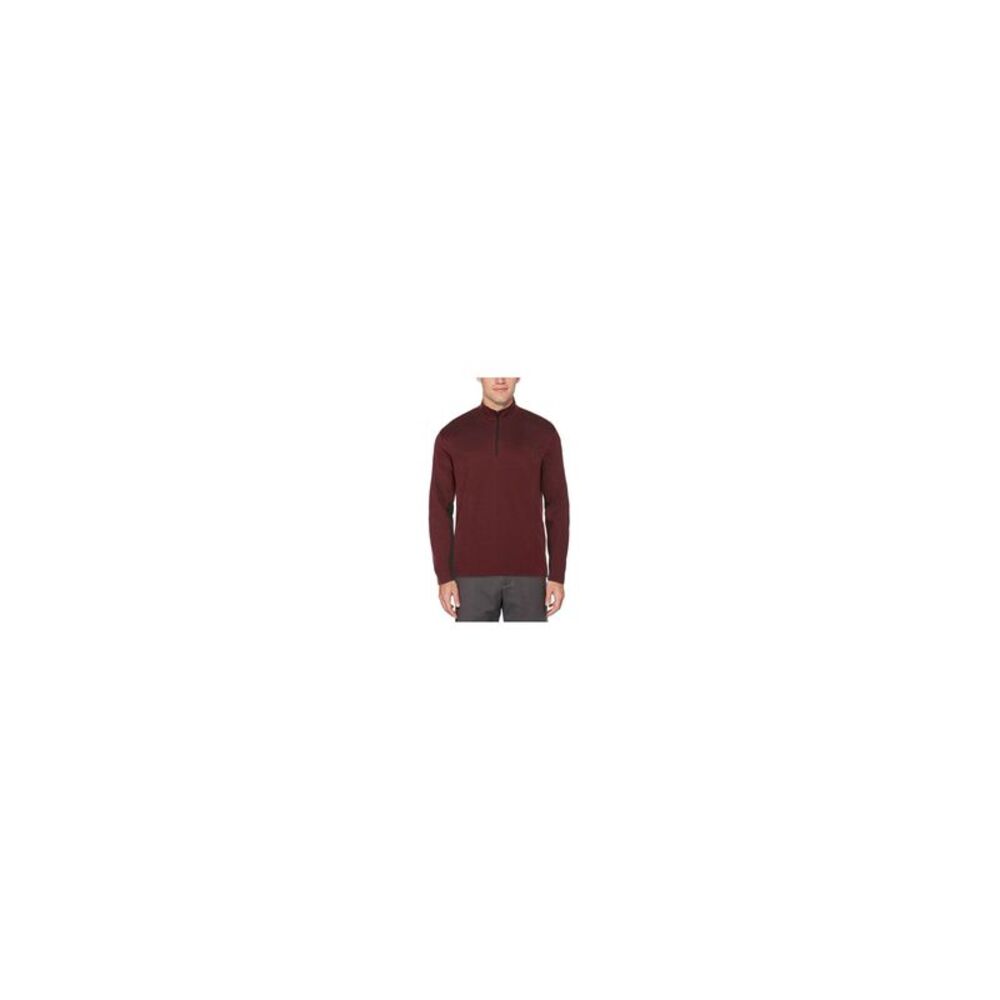 HYBRID APPAREL Mens Burgundy Printed Collared Quarter-Zip Pullover Sweater S